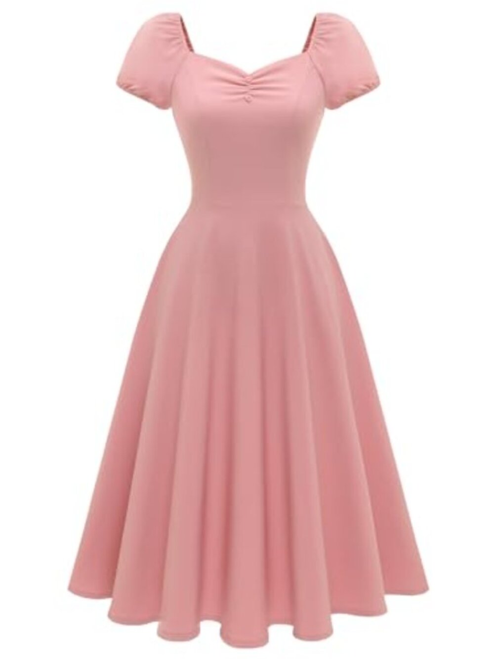 1950s Vintage Swing Dress Midi Puff Sleeve